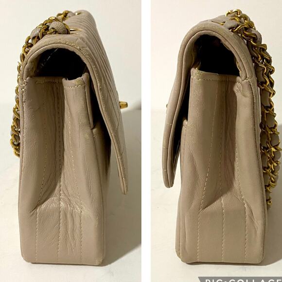 Chanel Medium Flap Bag Classic Vintage 2.55 Cream Handbag Vertical Quilted - Picture 6 of 16